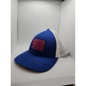 The North Face Hat Fitted (S-M) Trucker Mesh Blue White Red USA Flag Patch